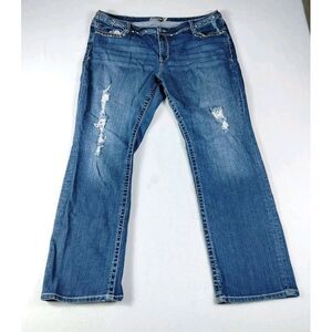 Seven7 Jeans Womans 24 Blue Distressed‎ Rockerchic Grunge Glamrock Rockandroll